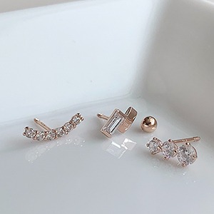 14k gold 샤인 큐빅 피어싱 귀걸이- 3가지 디자인 중 선택  (한쪽)